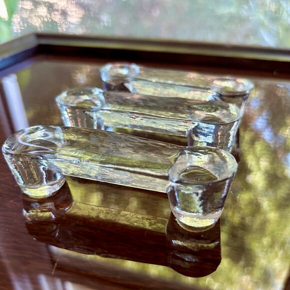 Vintage Clear Glass Knife Rest Set of 3 - Picture 1 of 11